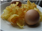 potato crisps with sabayon "egg"